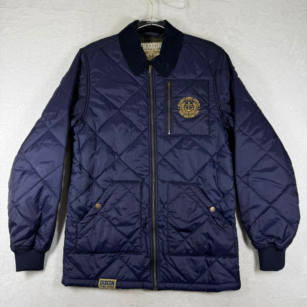 Dixxon Flannel Company Navy Quilted D-Tech Jacket Mens S Anchor Logo